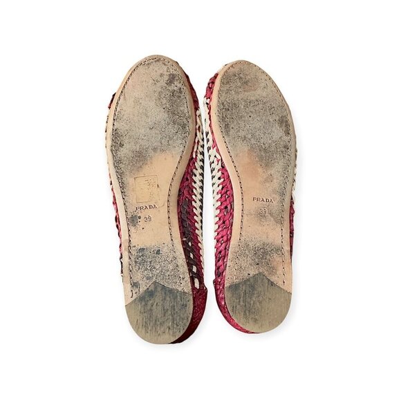 Prada Round Toe Multicolor Woven Leather ballerinas Flats, Size 39 EU, Pink mult - Picture 7 of 9